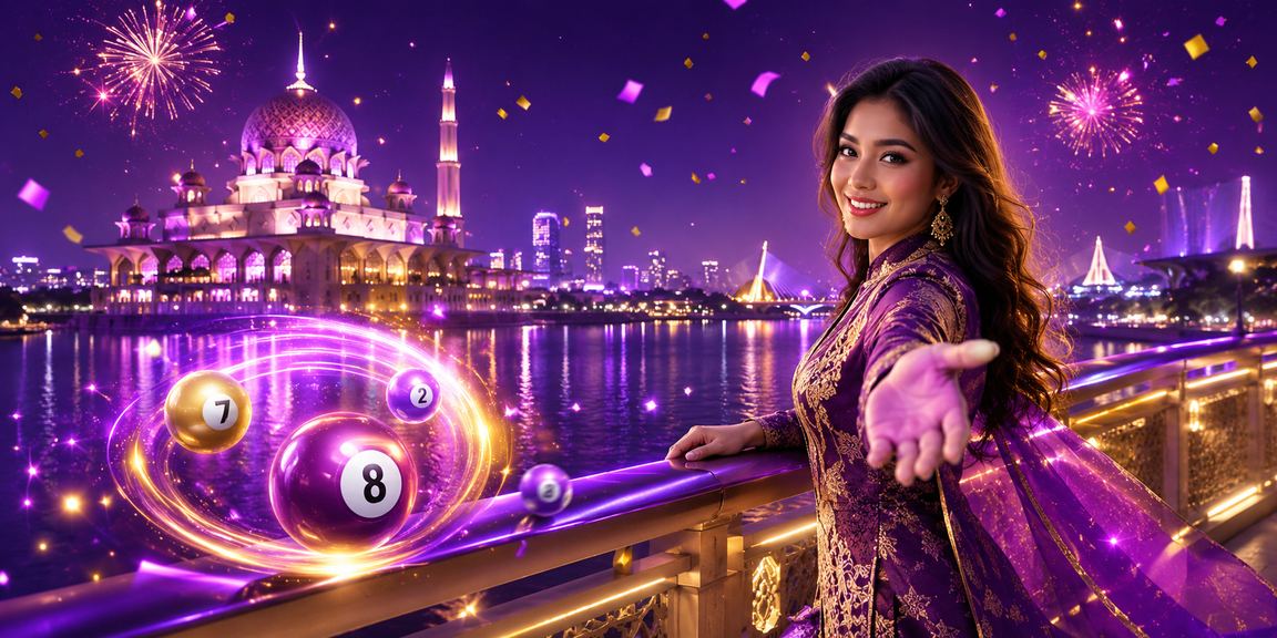 Tiket loteri berwarna-warni dengan latar belakang Putrajaya yang ikonik